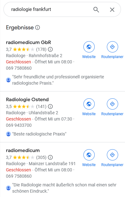 Local Ranking Radiologie Frankfurt