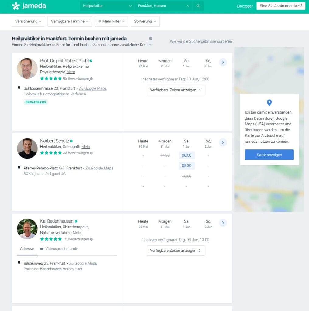 Jameda Heilpraktikerverzeichnis