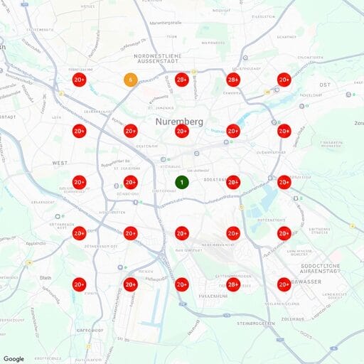 Ranking-Karte vorher: Schädlingsbekämpfung Nürnberg