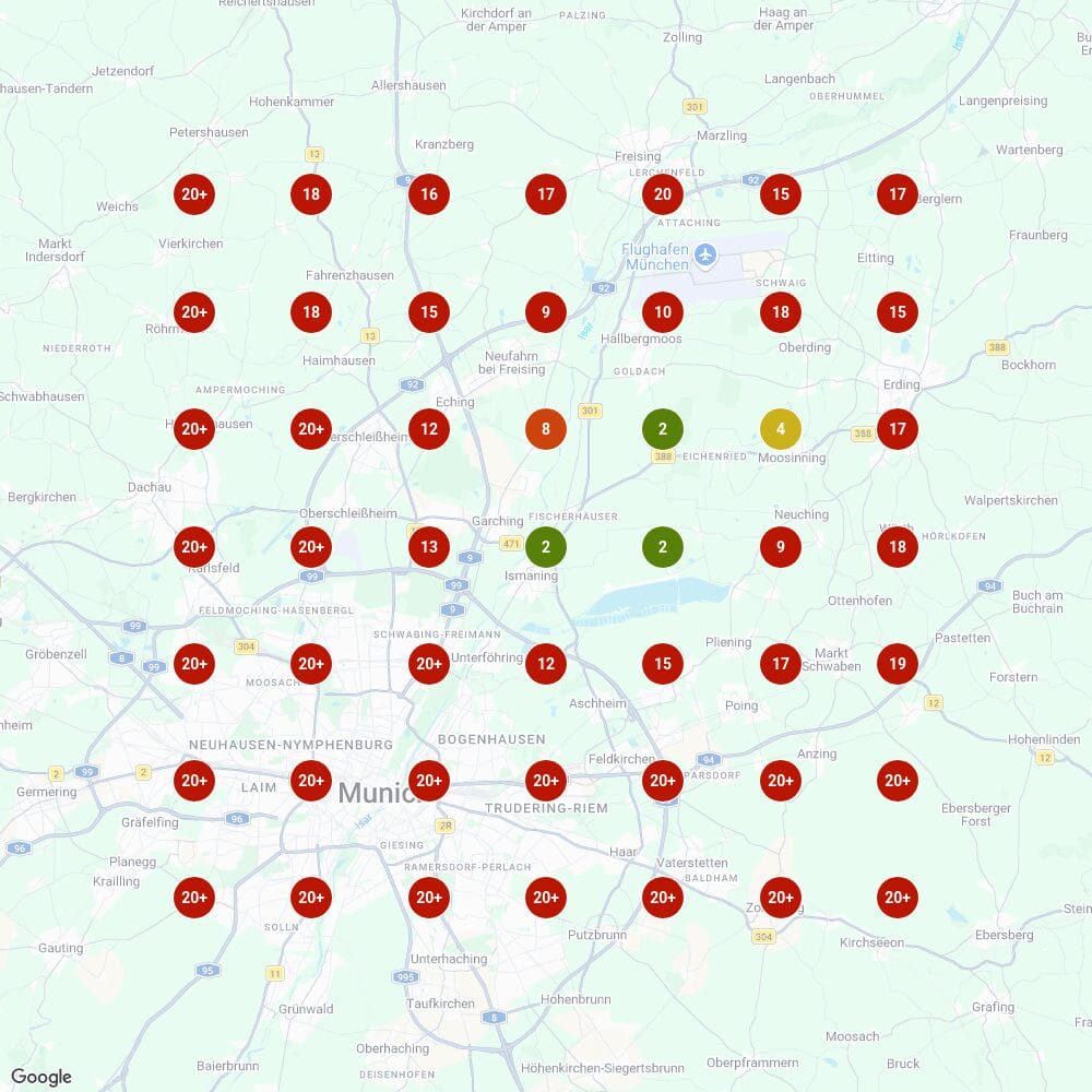 Ranking-Karte vorher: Containerdienst München