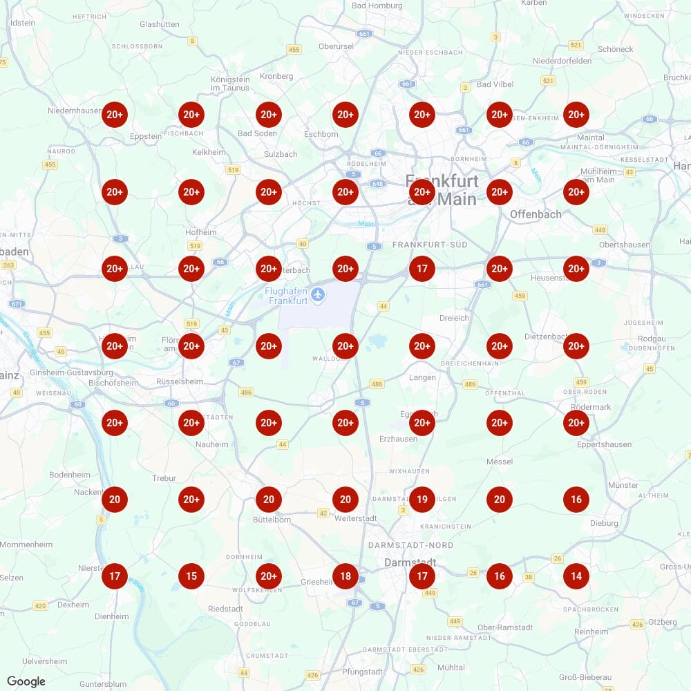 Ranking-Karte vorher: Schlüsseldienst Frankfurt